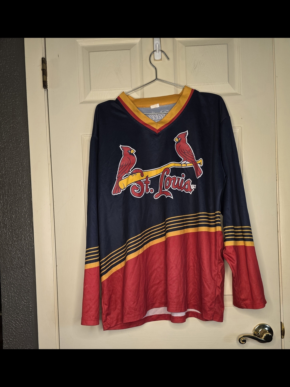 St. Louis Cardinals Navy Red Gold Hockey Jersey